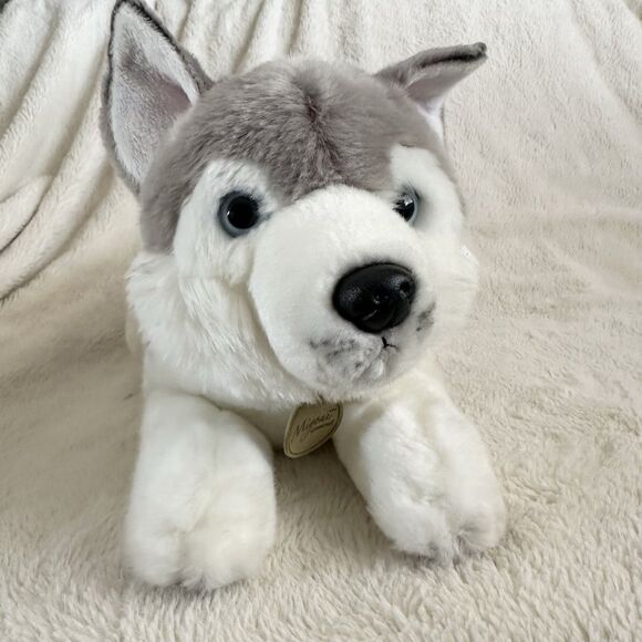 Aurora Miyoni Husky Wolf 16” Laying Dog Realistic Stuffed Animal Toy - Picture 2 of 8